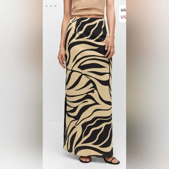 Long printed skirt with opening - Picture 1 of 4